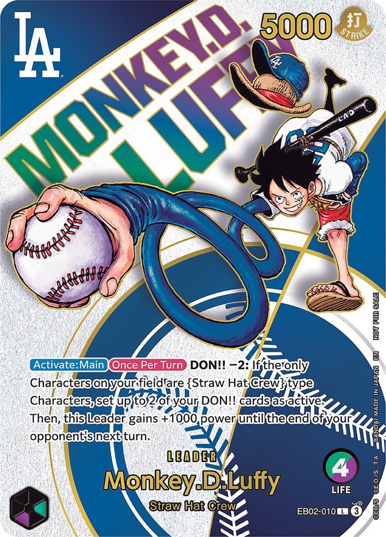 Monkey.D.Luffy L :Unopen [EB02-010](Promotional Card "Los Angeles Dodgers × ONE PIECE CARD GAME" English Version) : Sealed Promo Card : One Piece Card Game