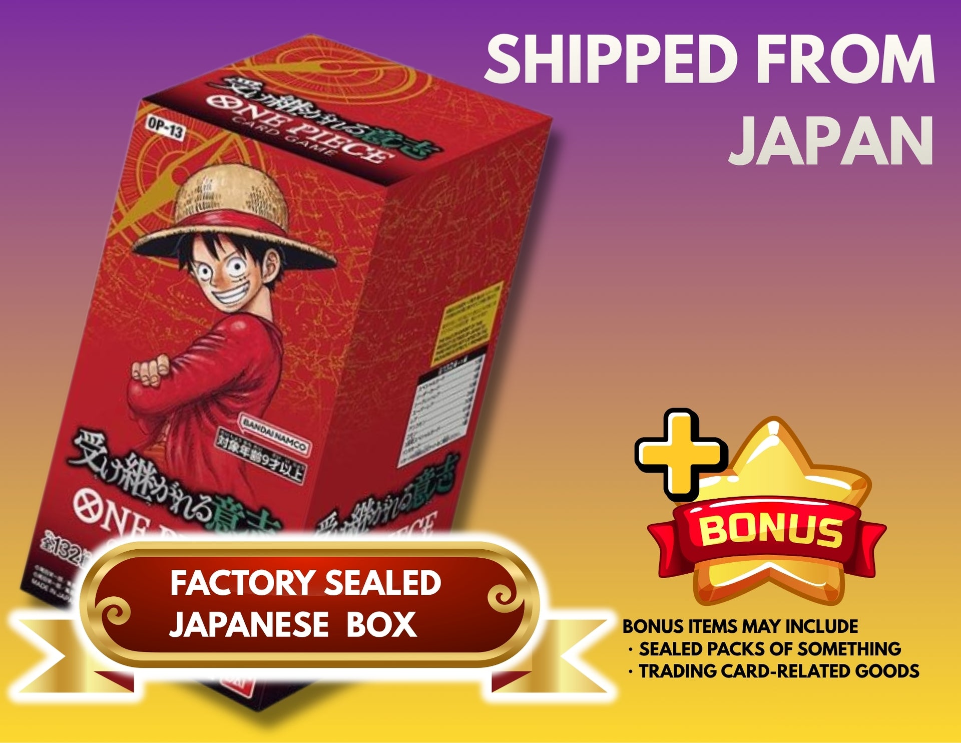 CARRYING ON HIS WILL OP-13 : Sealed Box: One Piece Card Game