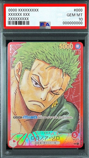 Roronoa Zoro L-P [OP01-001] (Booster Pack ROMANCE DAWN) : PSA 10 Gem Mint : One Piece Card Game
