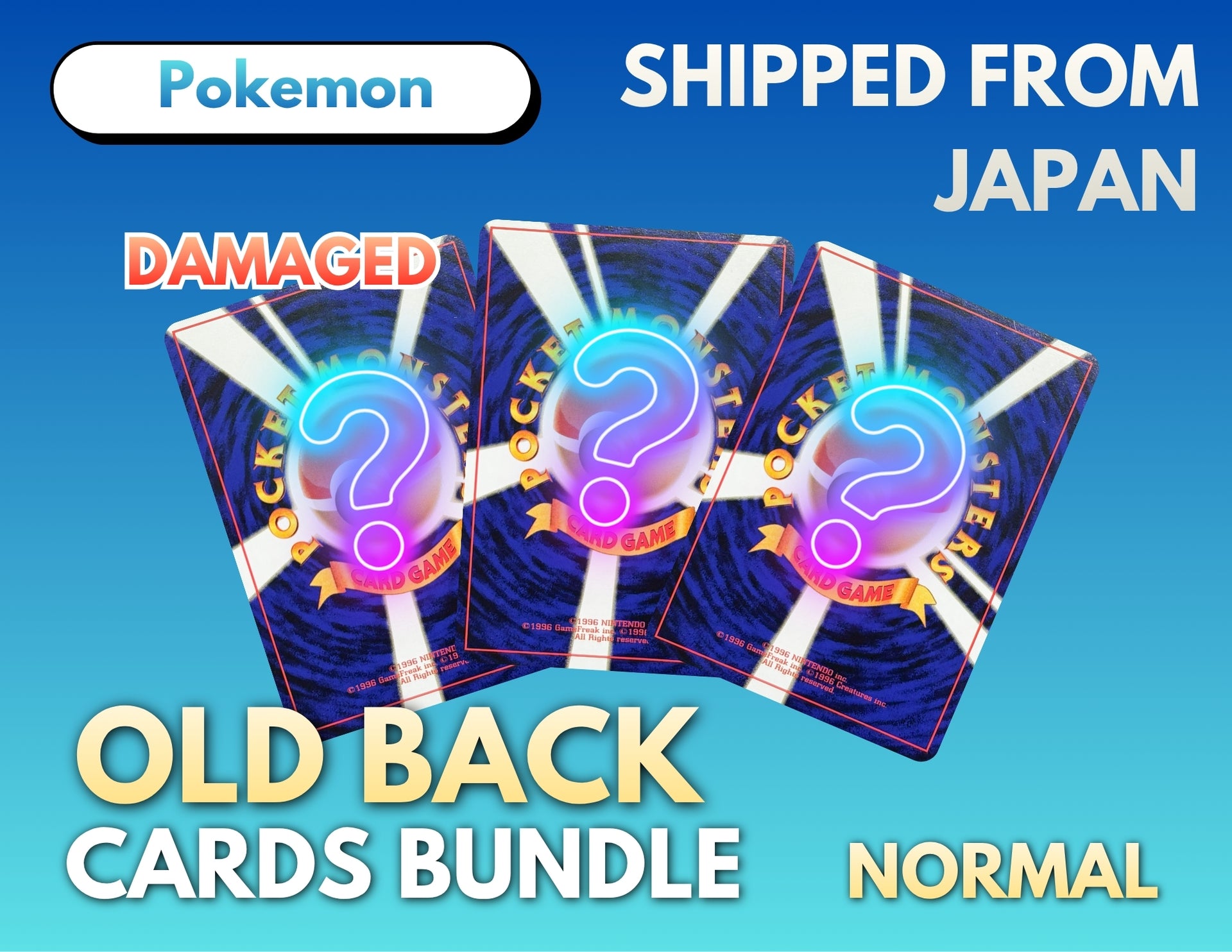 100x Old Back Pokemon Cards Lot (Damaged, Mostly Normal, Random, Authentic, Japanese)