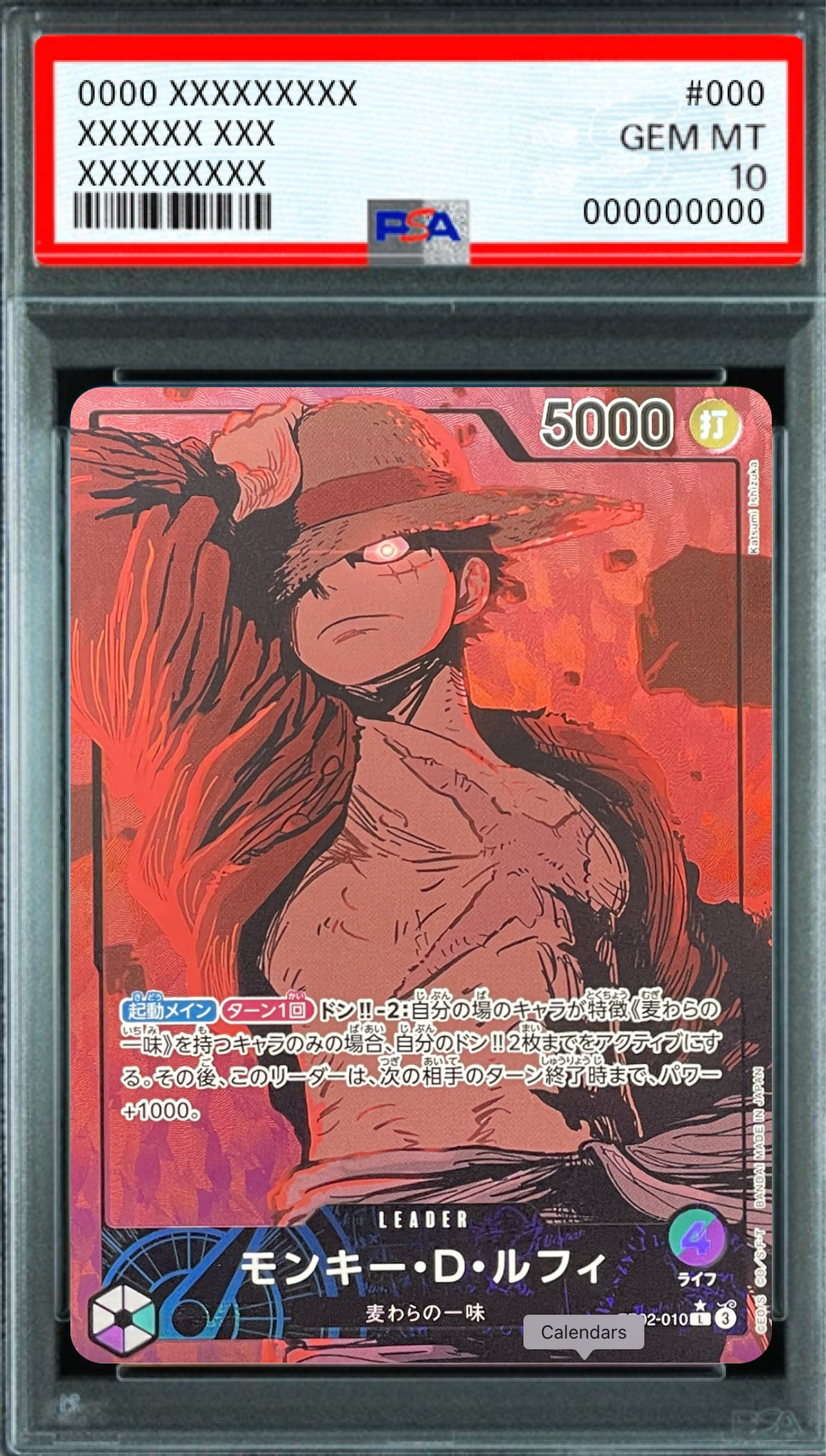 Monkey D. Luffy (Parallel, Katsumi Ishizuka) L-P [EB02-010] : PSA 10 Gem Mint : One Piece Card Game